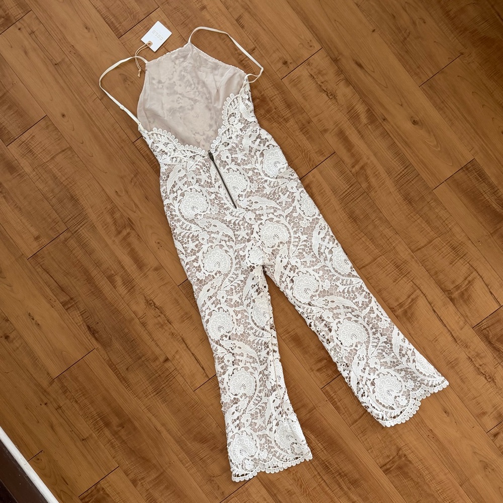 Brand New Stone Cold Fox Lola White Lace Backless One Piece Jumpsuit - Picture 4 of 16